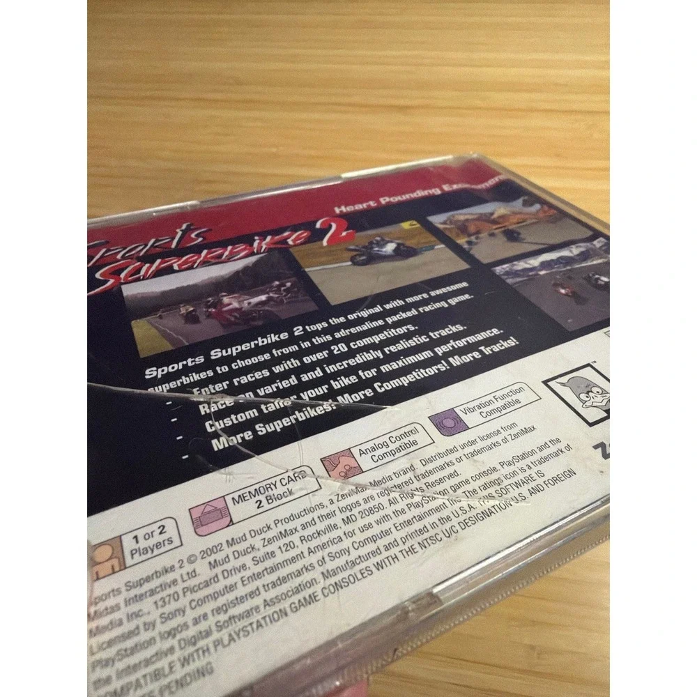 Sports Superbike 2 PS1 Complete CIB Untested Water Damaged Artwork
